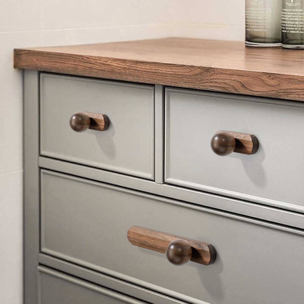 Cabinet Knob Round - New Nordic Style Cabinet Handles Walnut