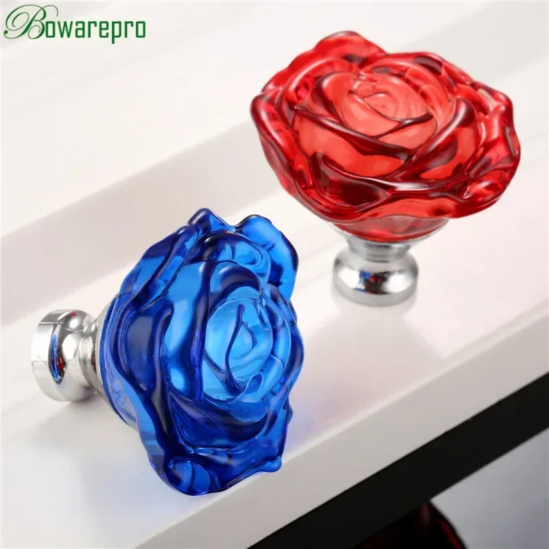 Cabinet Knob Round - Bowarepro 50MM Pha Lê Hoa Hồng