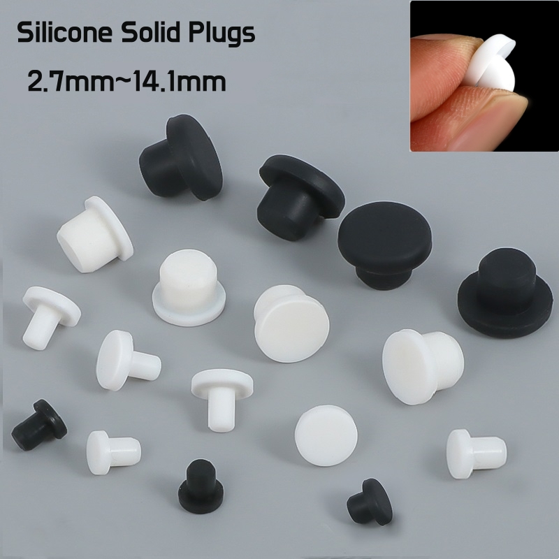 Furniture Screw Type - Black White Silicone Solid Plug 2.7~14.1mm