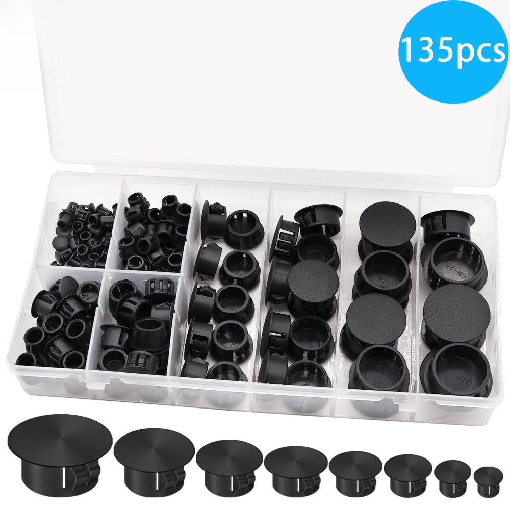 Furniture Screw Type - 135pcs Black Cover Screw-type Plug Head